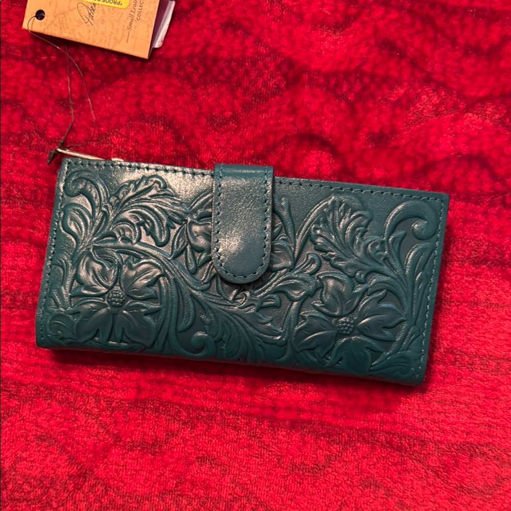 Elegant Teal Embossed Wallet